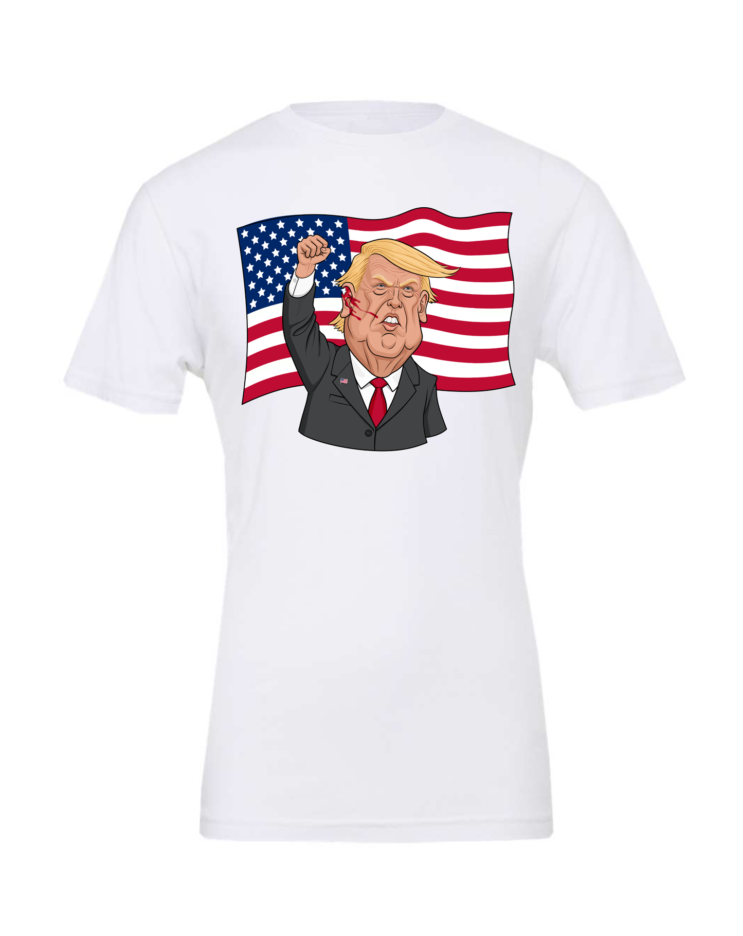 Donald Trump shot meme man white tshirt