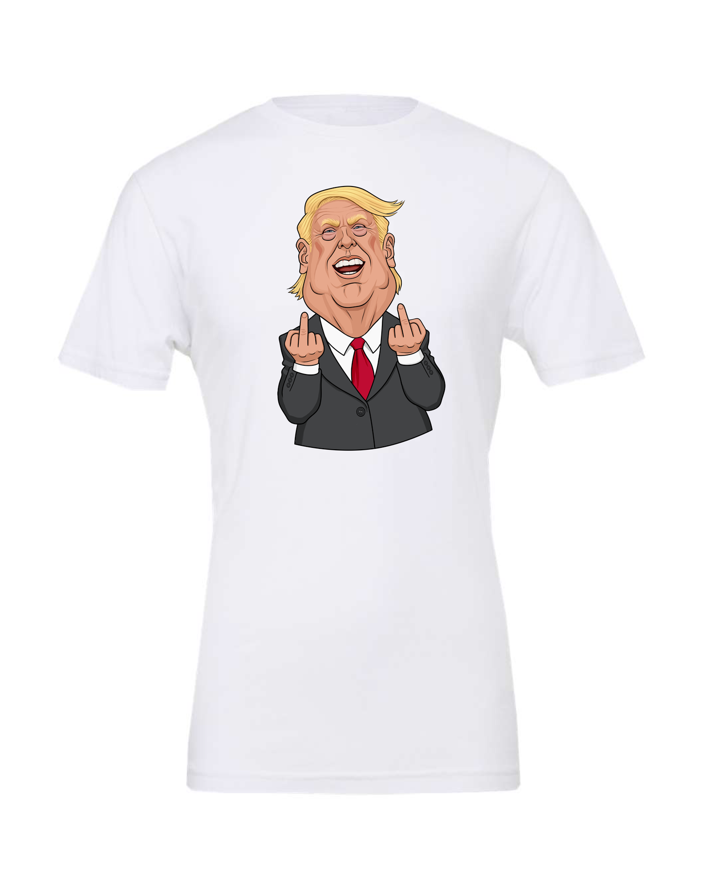 Donald Trump fingers cartoon meme man white tshirt