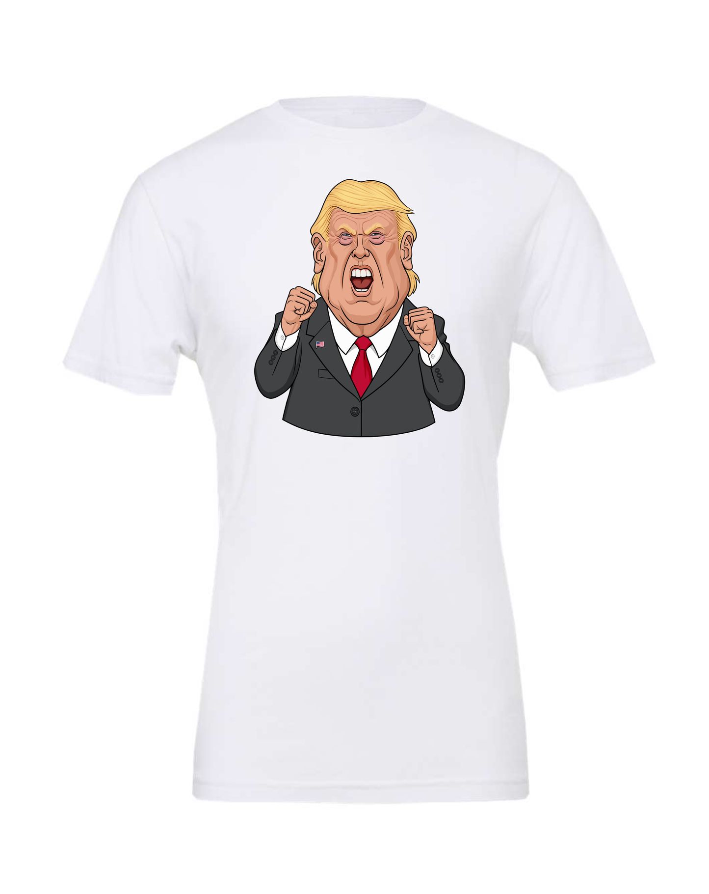 Donald Trump mad face meme cartoon man white tshirt