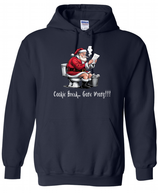 Naughty Santa Christmas gifts Santa in the toilet navy hoodie