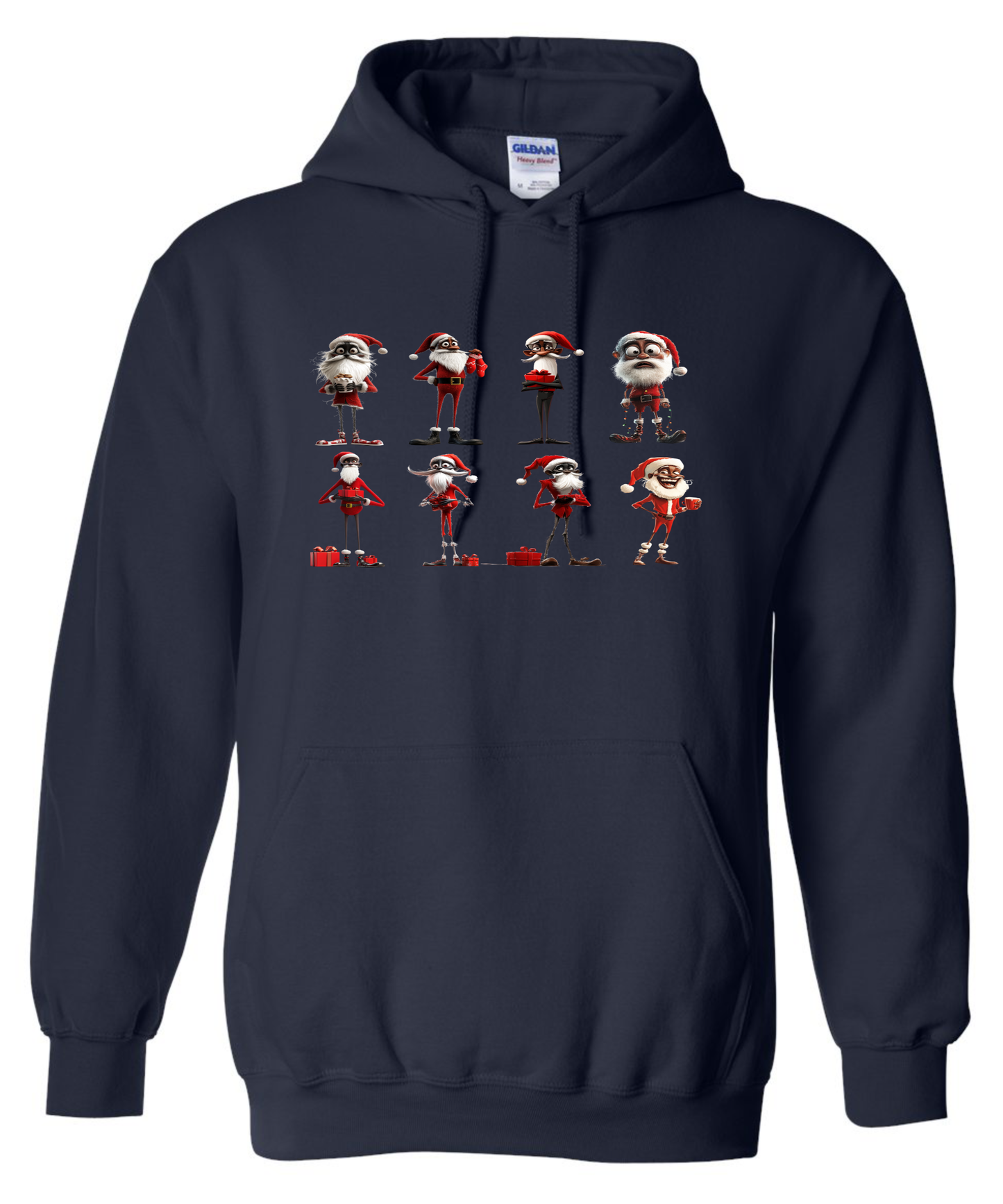 Funny skinny Santa hoodie navy