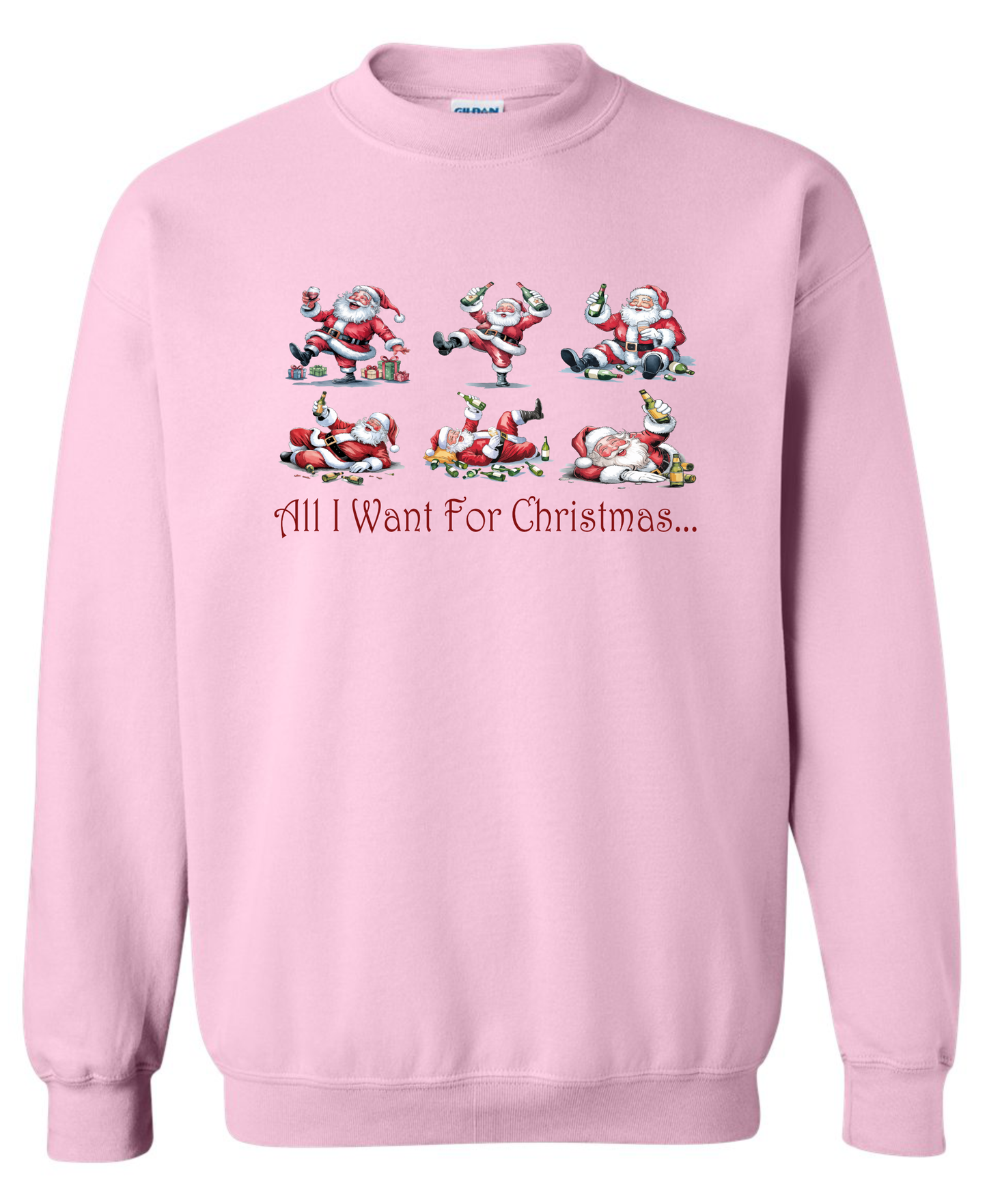 Naughty Santa gifts pink sweatshirt long sleeve crewneck