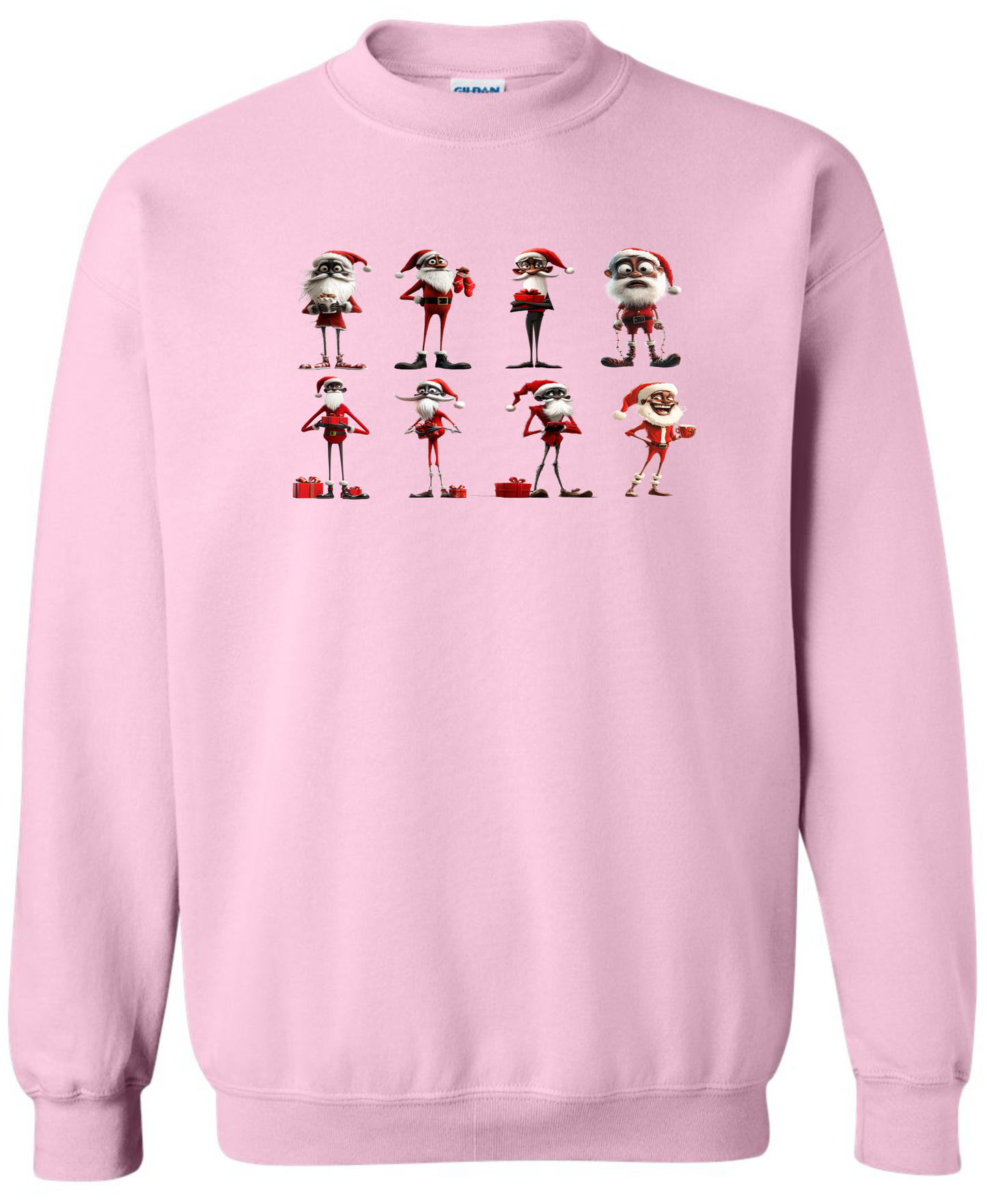 African skinny Santa pink sweatshirt long sleeve crewneck