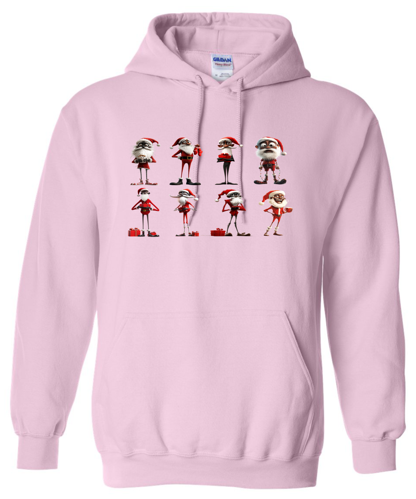 Funny skinny Santa hoodie pink