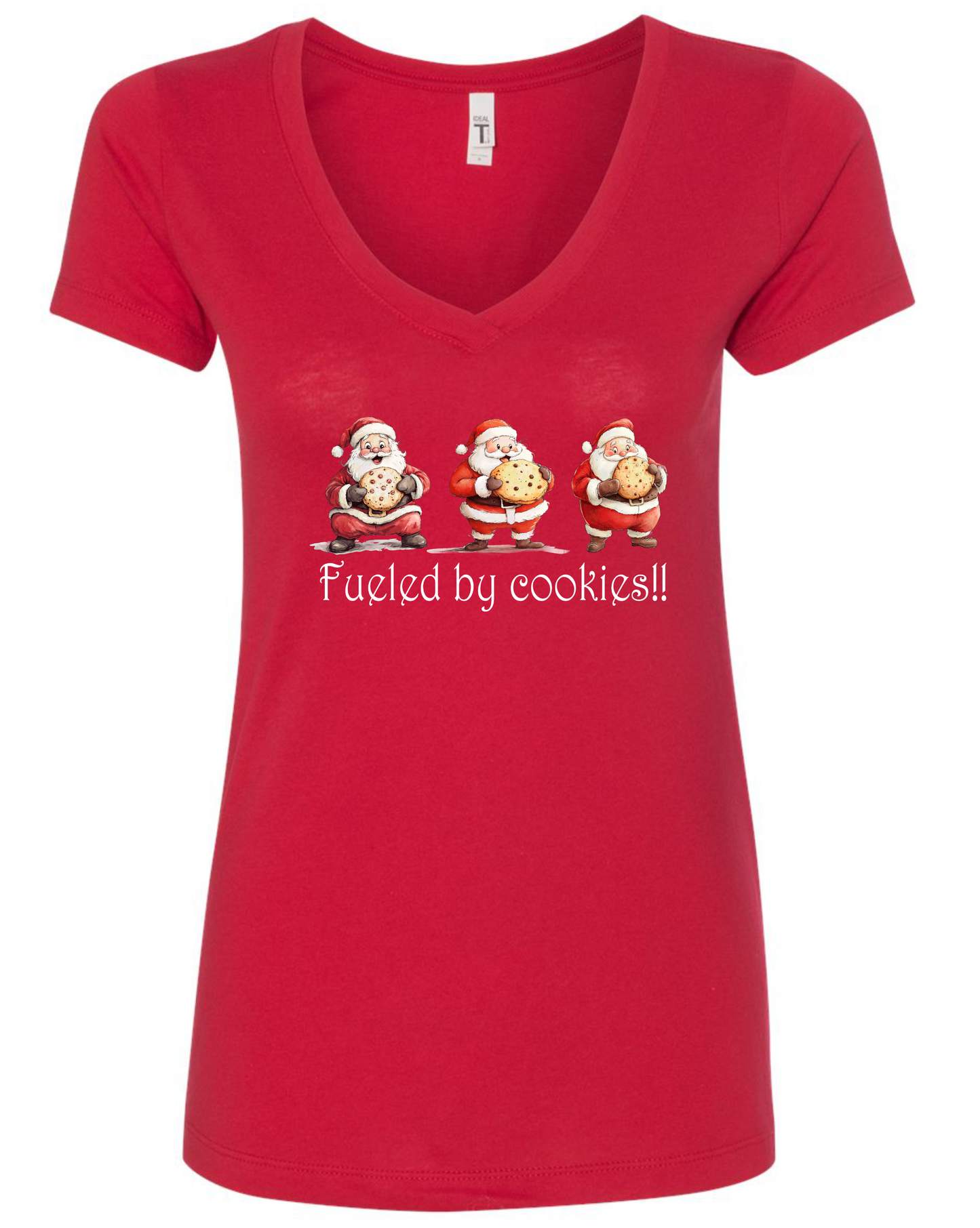 Santa themed Christmas v-neck t-shirt vneck tshirt tee red