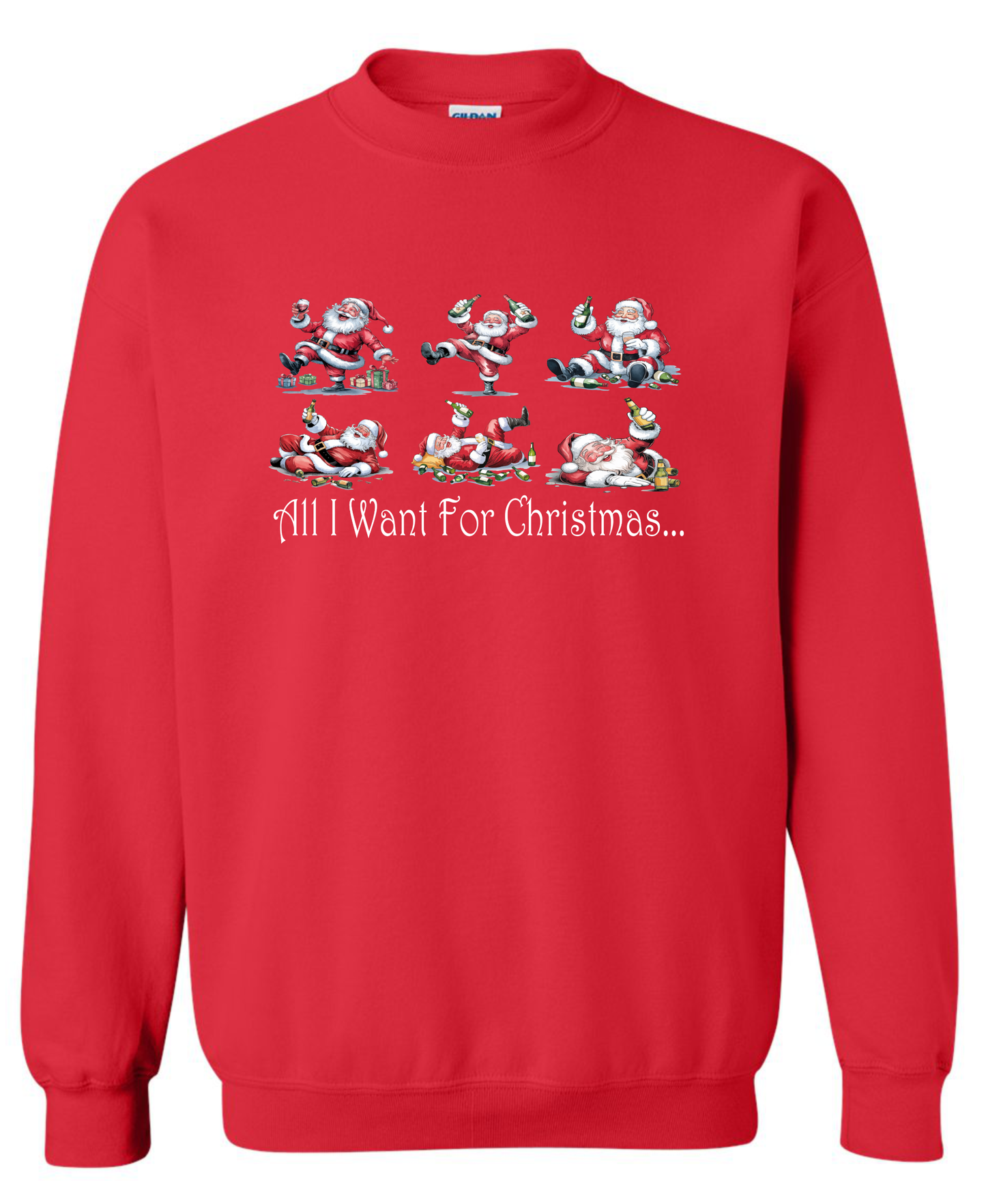 Naughty Santa gifts red sweatshirt long sleeve crewneck