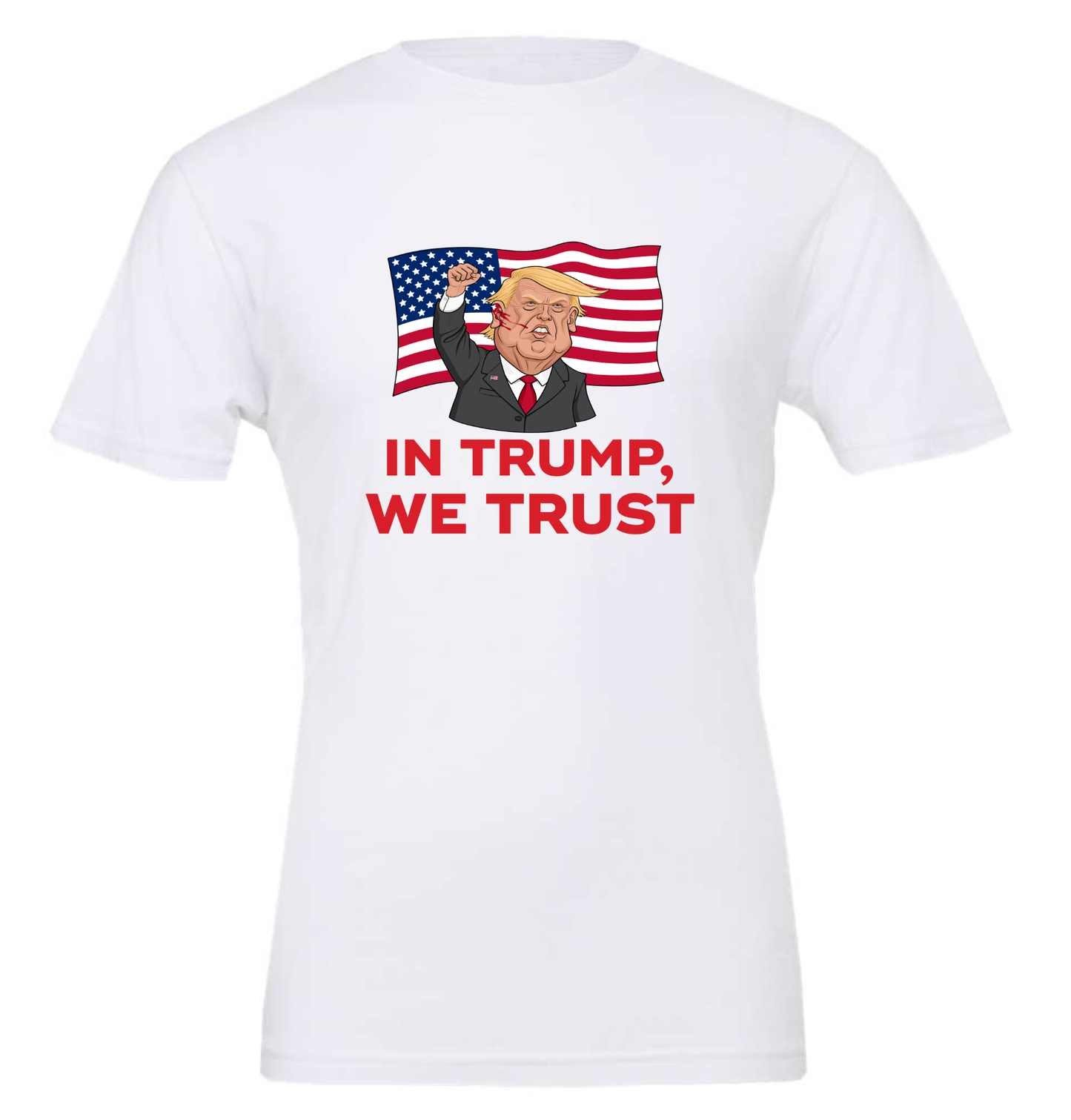 in trump we trust trump shot funny meme white tshirt