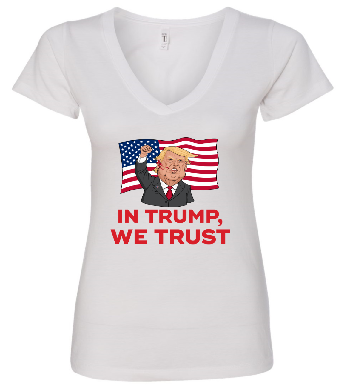 In trump we trust shot trump cartoon white tshirt