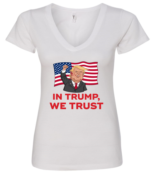 In trump we trust shot trump cartoon white tshirt