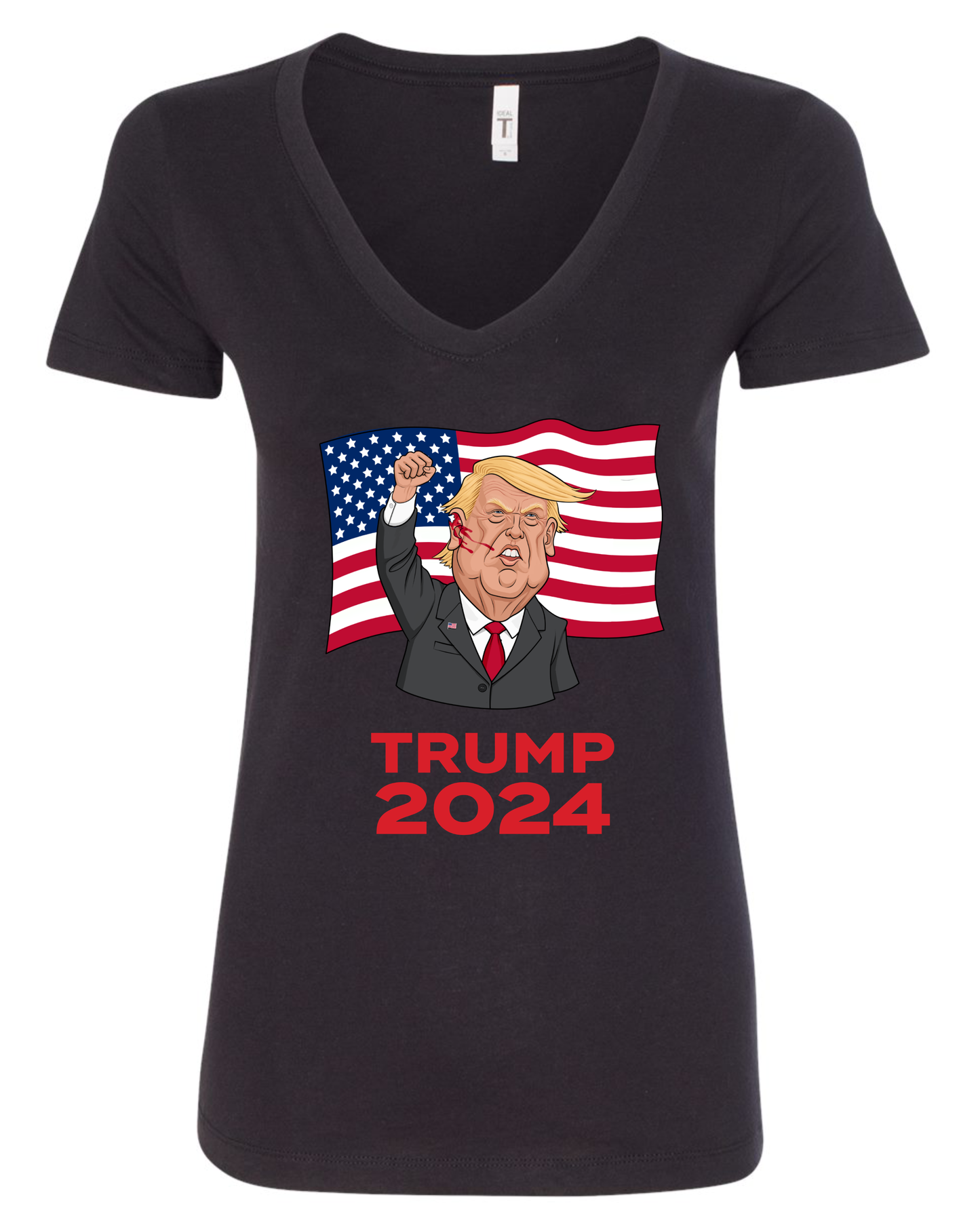 Trump 2024 shot cartoon vneck black