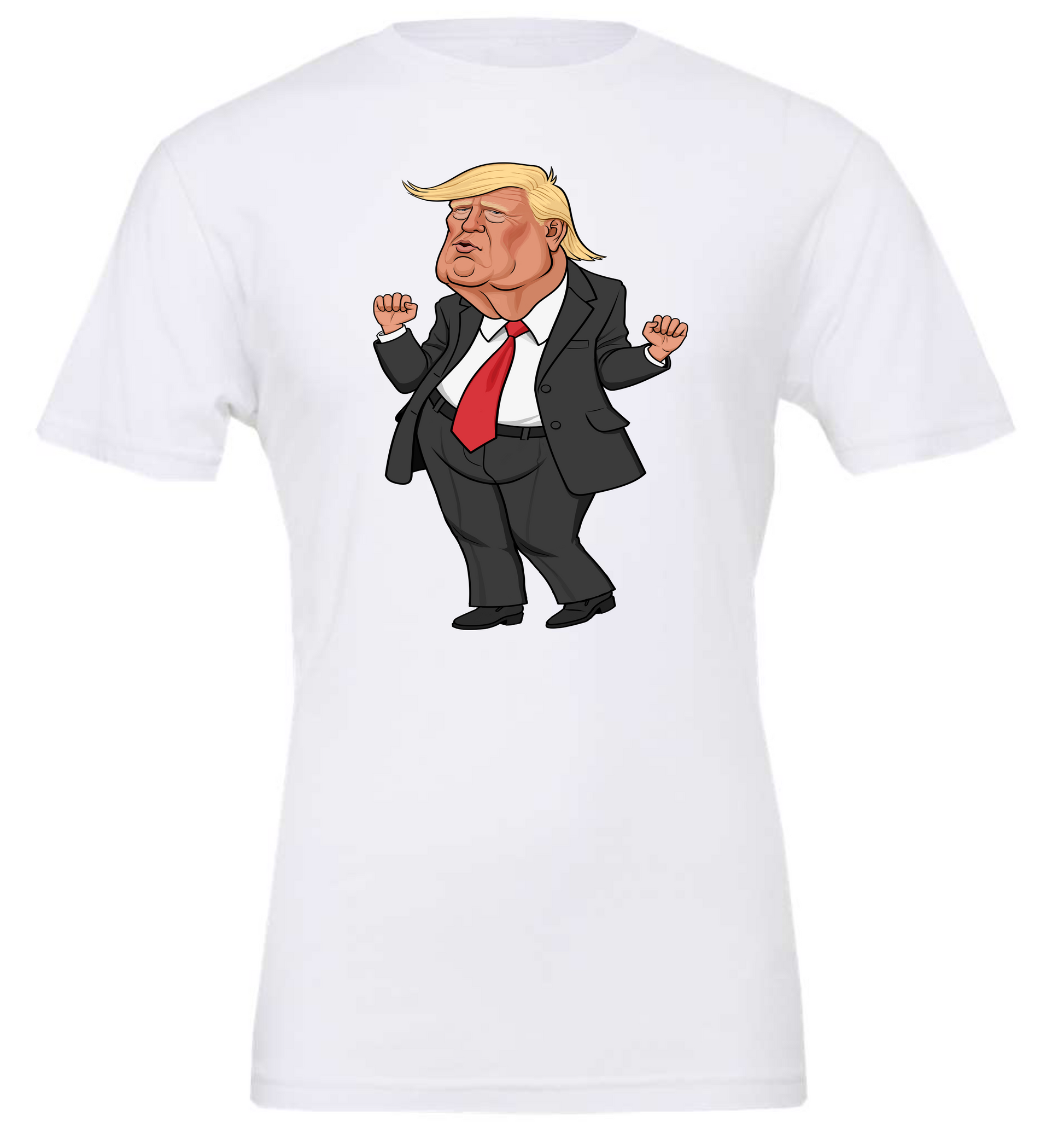 Trump dancing cartoon man white tshirt