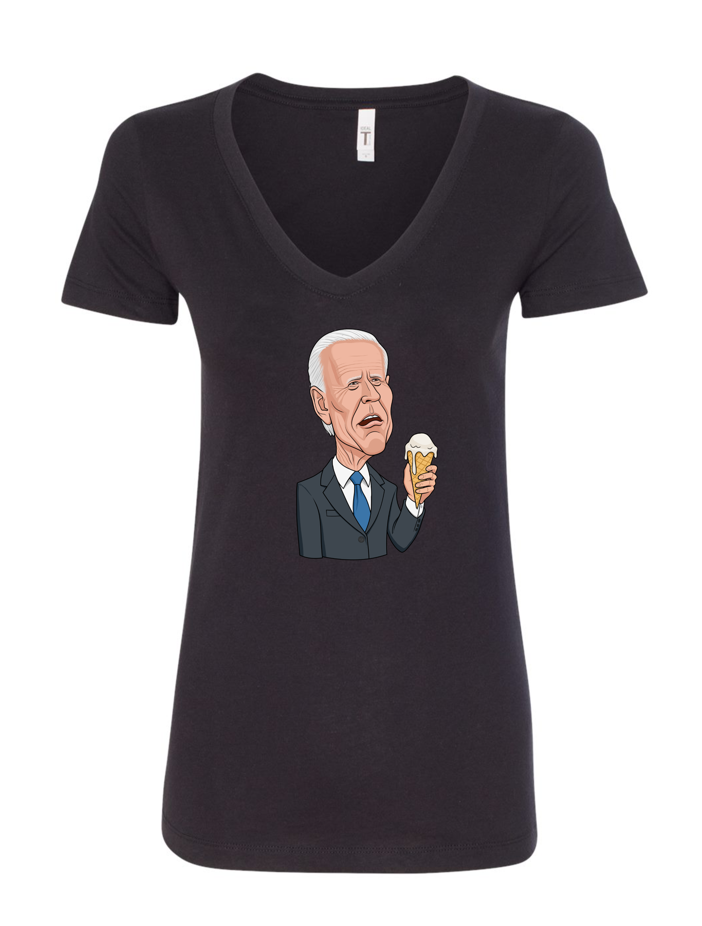 Jode Biden funny ice cream cartoon vneck black