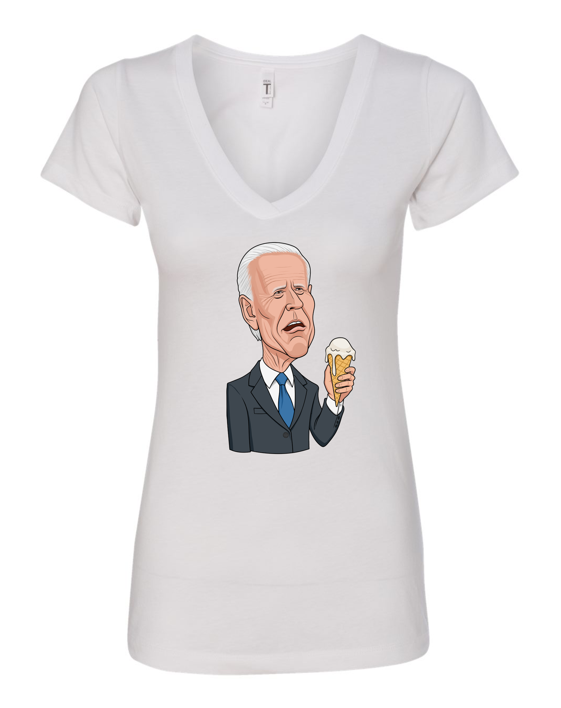 Jode Biden funny ice cream cartoon white tshirt