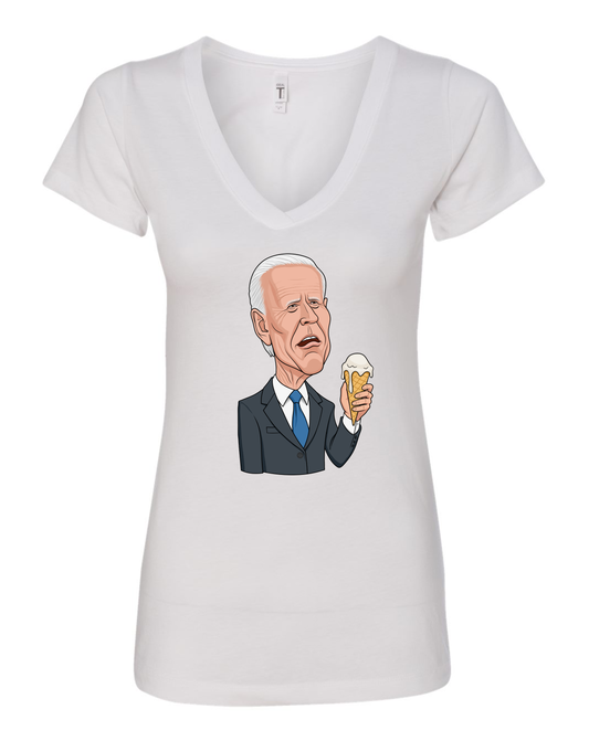 Jode Biden funny ice cream cartoon white tshirt