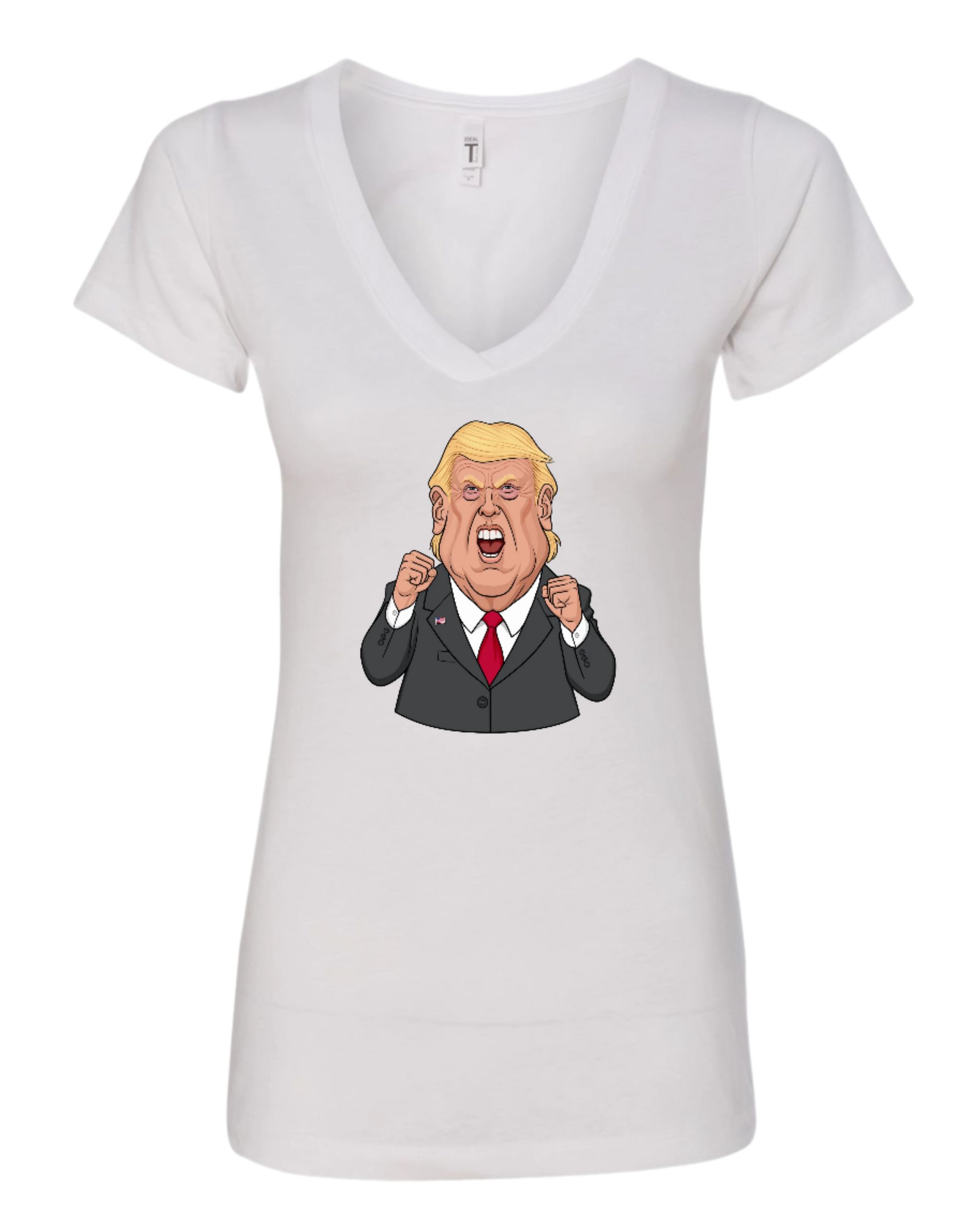 Donald Trump very mad face cartoon white tshirt