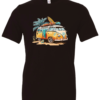 black t-shirt with an old volkswagen VW retro surfer van