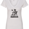 white funny sarcastic v-neck t-shirt featuring an old man with a beer glass in hand saying Ill bring the bad decisions