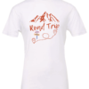 white t-shirt with a mountain in the back saying road trip