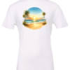 white t-shirt with a beautiful sunrise