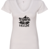 white v-neck t-shirt saying explore the world