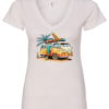 white v-neck t-shirt with an old volkswagen VW retro surfer van