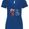 blue funny wine v-neck t-shirt featuring a happy old hippie woman with funny glasses holding a cocktail and it says age gets better with wine