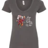 gray funny wine v-neck t-shirt featuring a happy old hippie woman with funny glasses holding a cocktail and it says age gets better with wine