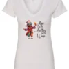 white funny wine v-neck t-shirt featuring a happy old hippie woman with funny glasses holding a cocktail and it says age gets better with wine
