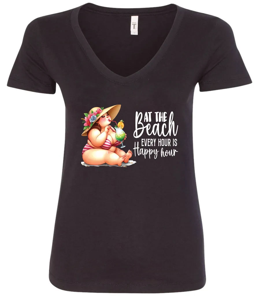 At The Beach, Every Hour Is Happy Hour | Summer T-Shirt - Image 4