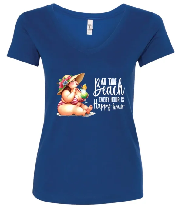 ViralFindings.com: At The Beach Happy Hour V-Neck T-Shirt | Trendy Summer Tee