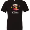 black party t-shirt featuring a drunk old woman with glasses holding two glasses of cocktail in each hand and it says chaos coordinator
