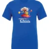 blue party t-shirt featuring a drunk old woman with glasses holding two glasses of cocktail in each hand and it says chaos coordinator