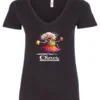 black party v-neck t-shirt featuring a drunk old woman with glasses holding two glasses of cocktail in each hand and it says chaos coordinator