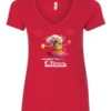 red party v-neck t-shirt featuring a drunk old woman with glasses holding two glasses of cocktail in each hand and it says chaos coordinator