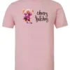 pink funny cocktail t-shirt featuring a drunk old woman with glasses dancing and holding a glass of cocktail in each hand and it says cheers bitches