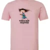 pink coffee t-shirt featuring a disheveled young woman with eyes closed in pajamas with a cup of coffee, it says coffee loading please wait