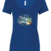 blue plant mom v-neck t-shirt with a pot of cactus and it says crazy plant lady