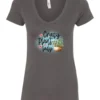 gray plant mom v-neck t-shirt with a pot of cactus and it says crazy plant lady