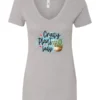 silver plant mom v-neck t-shirt with a pot of cactus and it says crazy plant lady
