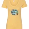 yellow plant mom v-neck t-shirt with a pot of cactus and it says crazy plant lady