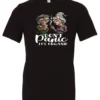 black weed t-shirt featuring two very old women smoking marijuana that says don't panic, It's Organic