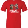 red weed t-shirt featuring two very old women smoking marijuana that says don't panic, It's Organic