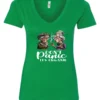 green weed v-neck t-shirt featuring two very old women smoking marijuana that says don't panic, It's Organic