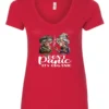 red weed v-neck t-shirt featuring two very old women smoking marijuana that says don't panic, It's Organic