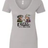 silver weed v-neck t-shirt featuring two very old women smoking marijuana that says don't panic, It's Organic