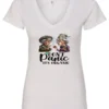 white weed v-neck t-shirt featuring two very old women smoking marijuana that says don't panic, It's Organic
