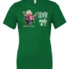 green funny beer t-shirt featuring a grandma with glasses holding a beer in each hand and it says drink mode on