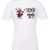 white funny beer t-shirt featuring a grandma with glasses holding a beer in each hand and it says drink mode on