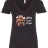 black wine lover v-neck t-shirt featuring two women hugging and drinking a giant glass of wine and it says group therapy in session