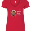 red wine lover v-neck t-shirt featuring two women hugging and drinking a giant glass of wine and it says group therapy in session